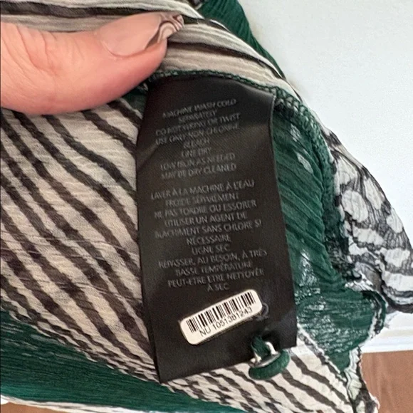 By Anthropologie Marais Green & Black Printed Chiffon Maxi Dress Size XL - Picture 8 of 13